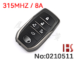 TOYOTA용 5 버튼 스마트 키 314/315Mhz, 8A, LOGO 포함